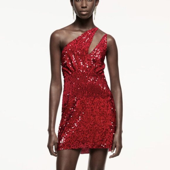 ZARA | Red Sequin Dress - Picture 1 of 7